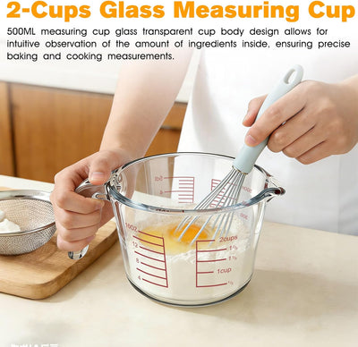 Taza medidora vidrio borosilicato 2 tazas cocina microondas