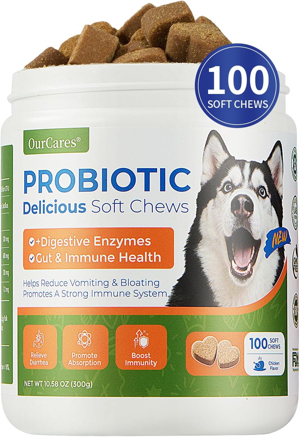 Probióticos perros con enzimas y calabaza para digestión