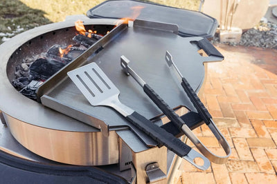Juego herramientas parrilla acero inox ergonómicas