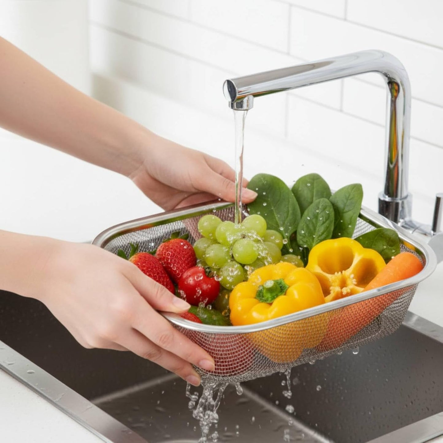 Colador de acero inoxidable 18/8 rectangular para cocina