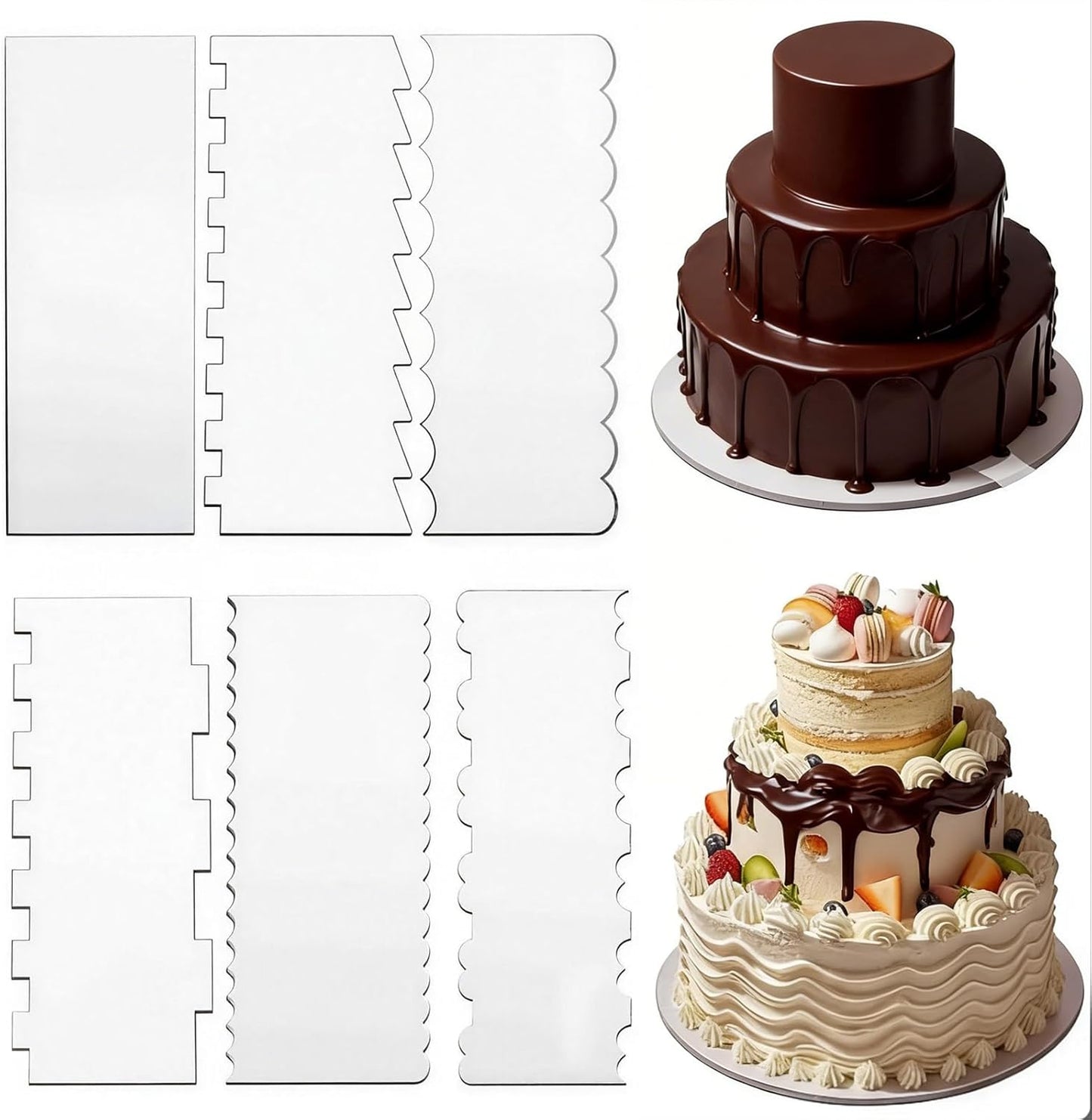 Juego de 6 espátulas acrílico transparente para glaseado y decoración de pasteles