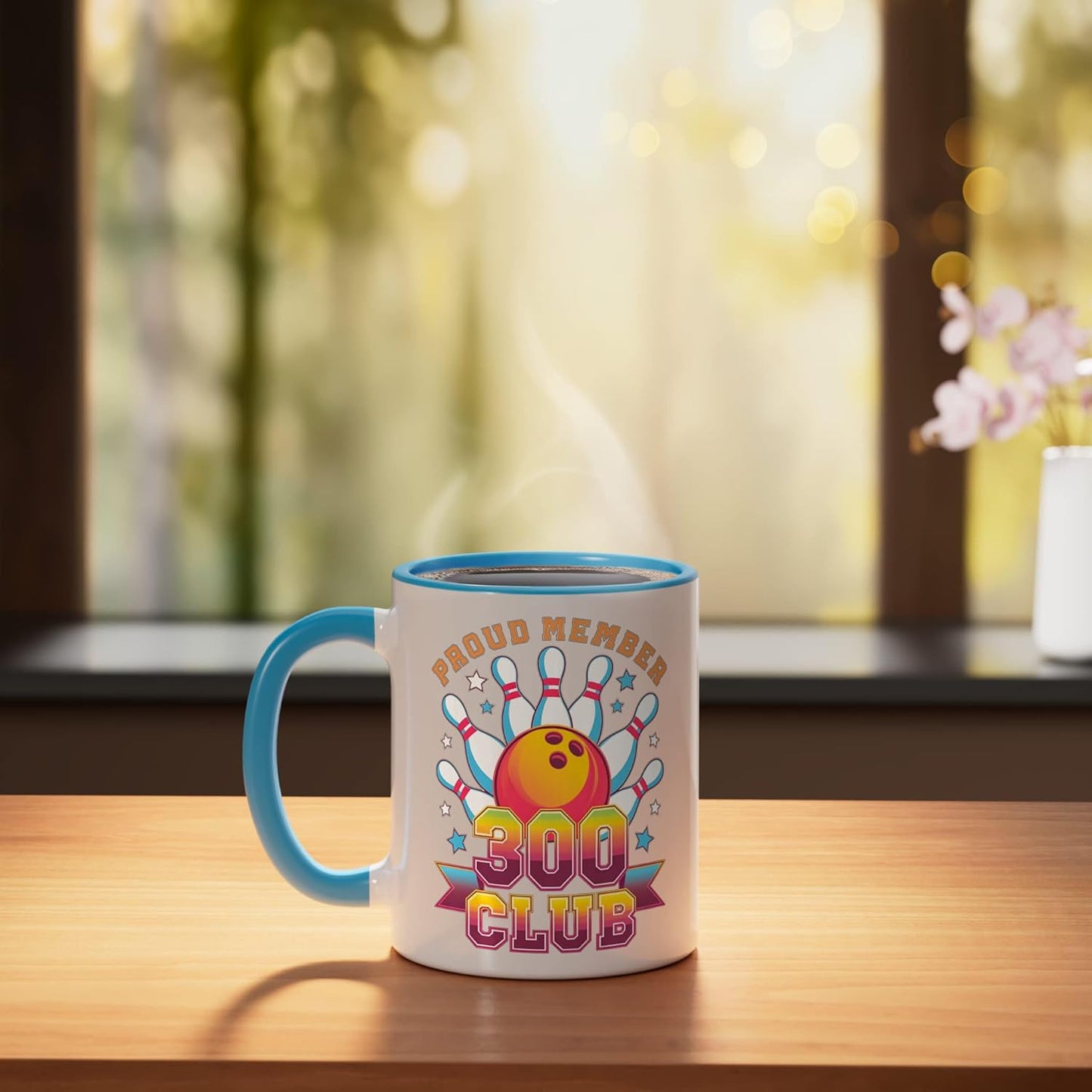 Taza de cerámica para bowling con mejor puntuación azul/blanco
