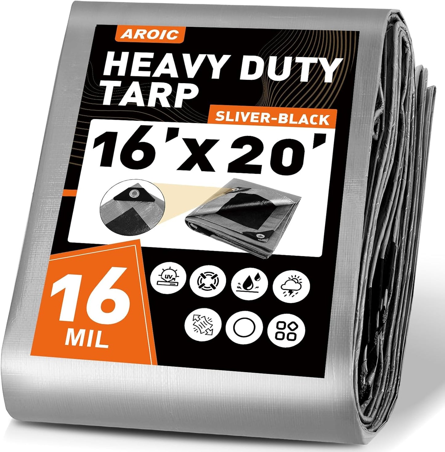 Lona impermeable 16x20ft resistente UV con bordes reforzados