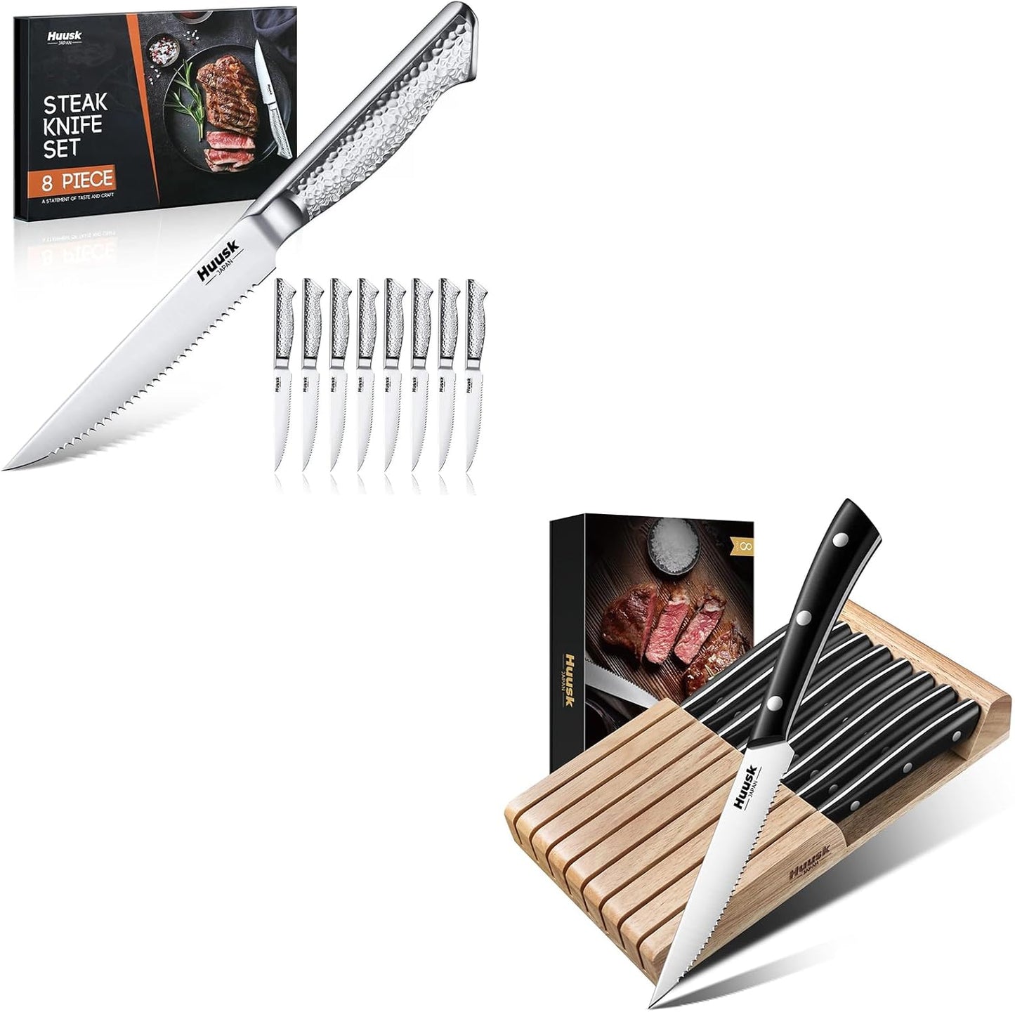 Set 8 Cuchillos de Carne con Bloque Huusk