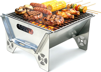Parrilla carbón 2en1 acero inox 304 y galvanizado