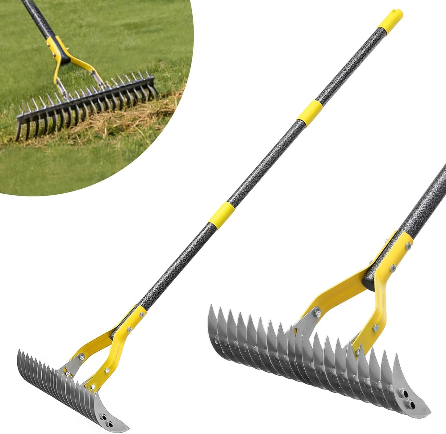 Rastrillo paja 15pulg acero mango ajustable