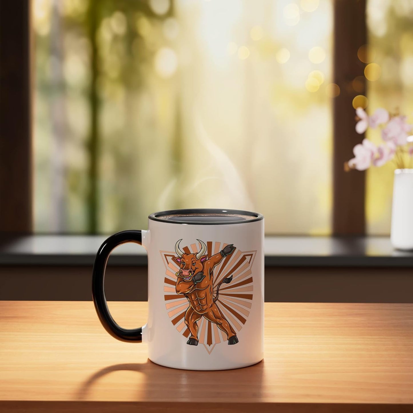 Taza Cerámica Vintage Bull Negro/Blanco