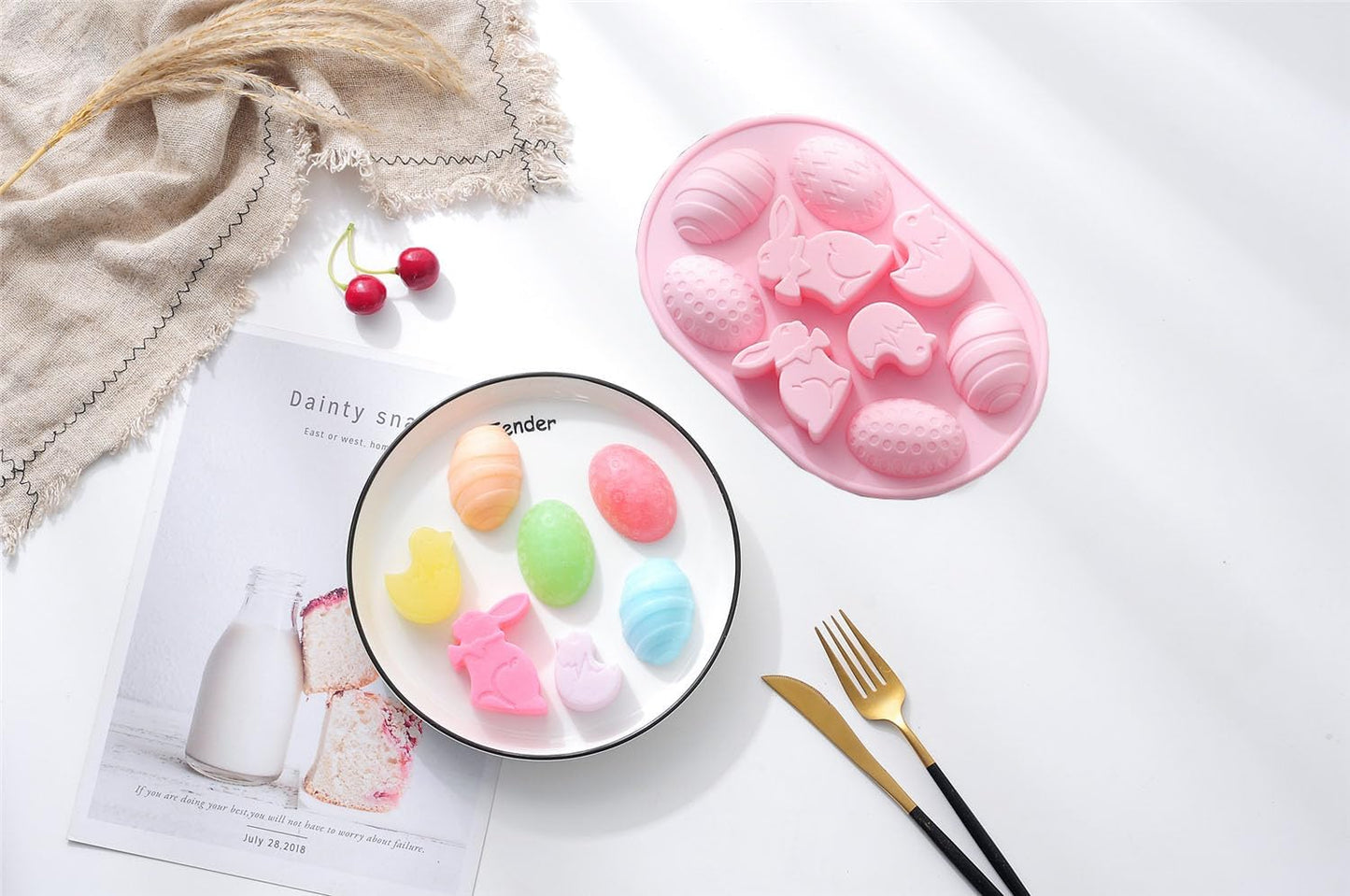 2 Moldes Silicona Huevos Pascua Conejo 3D para Chocolate Caramelo