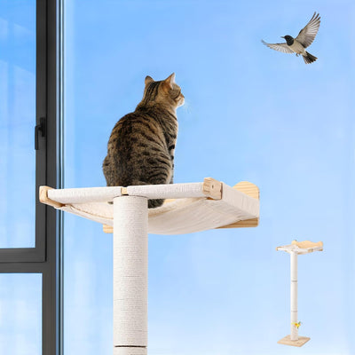 Percha gato poste rascador sisal 44pulg hamaca madera ventosa
