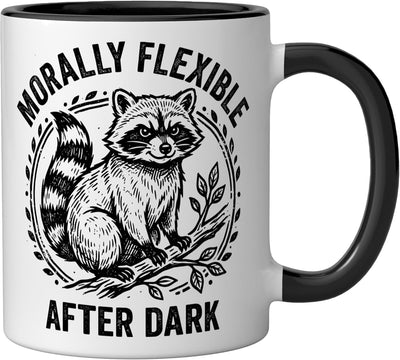 Taza de cerámica de zorro divertido After Dark negra/blanca