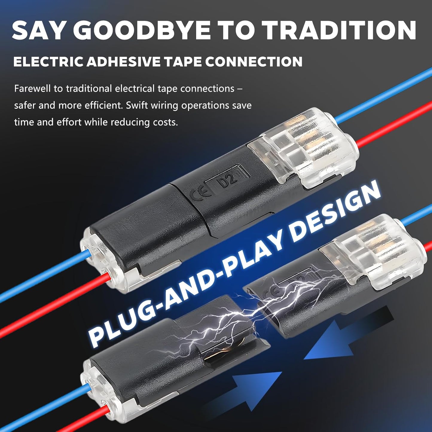 50 Conectores LED Doble Alambre Sin Corte Cables