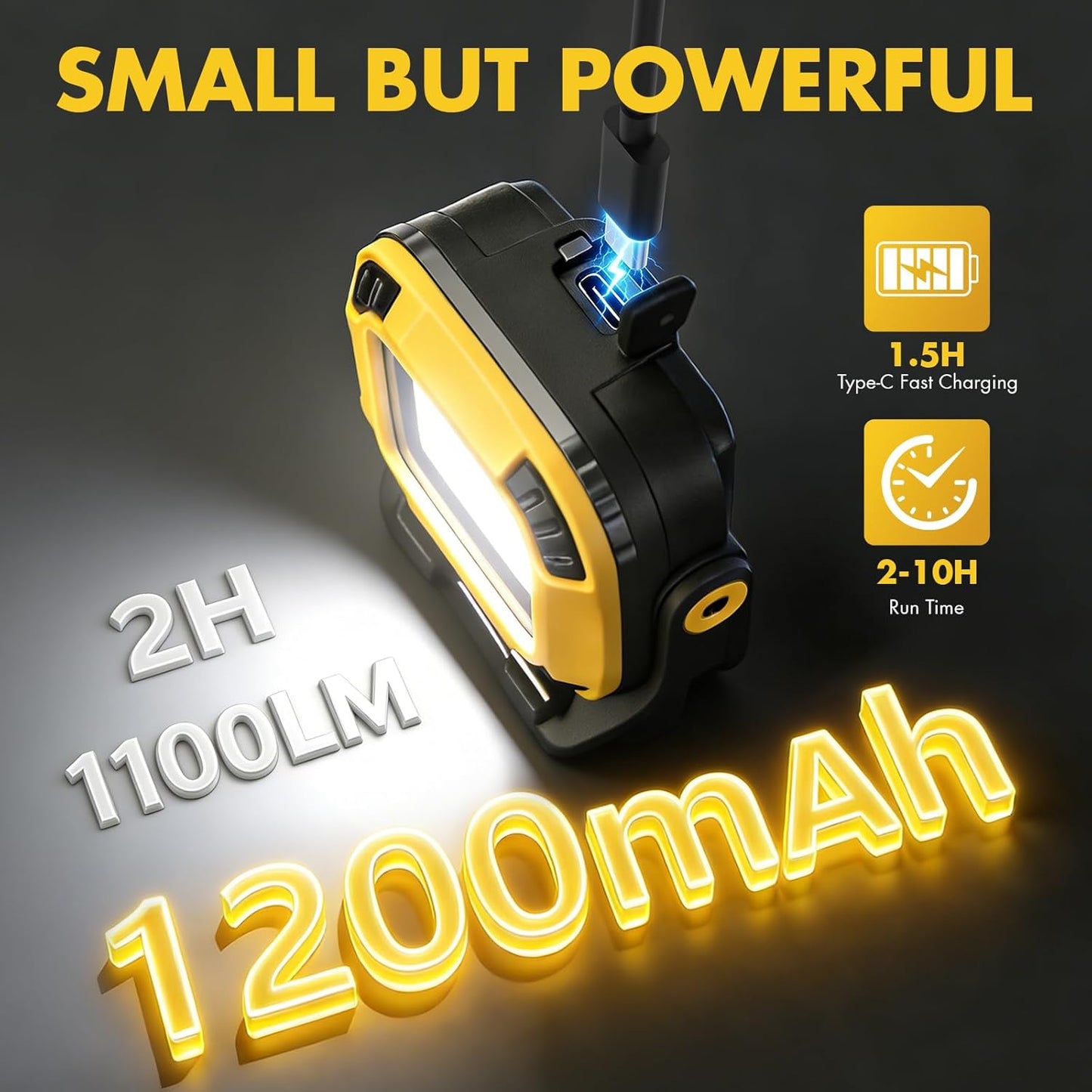 Luz magnética recargable 1100lm IP65 para reparación auto