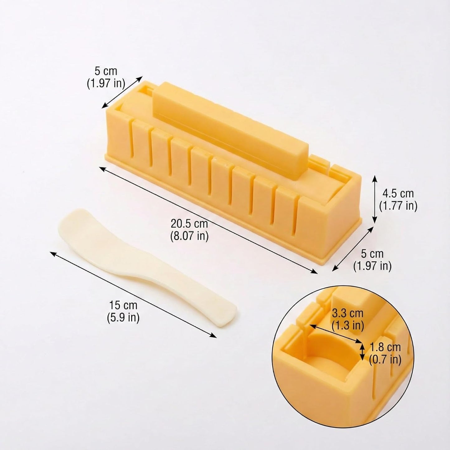 Molde redondo para sushi con cuchara de arroz de plástico HIPS