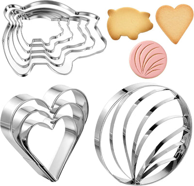 Set 9 Pzas Cortadores Galletas Mexic. Molde Corazón Concha Cerdo