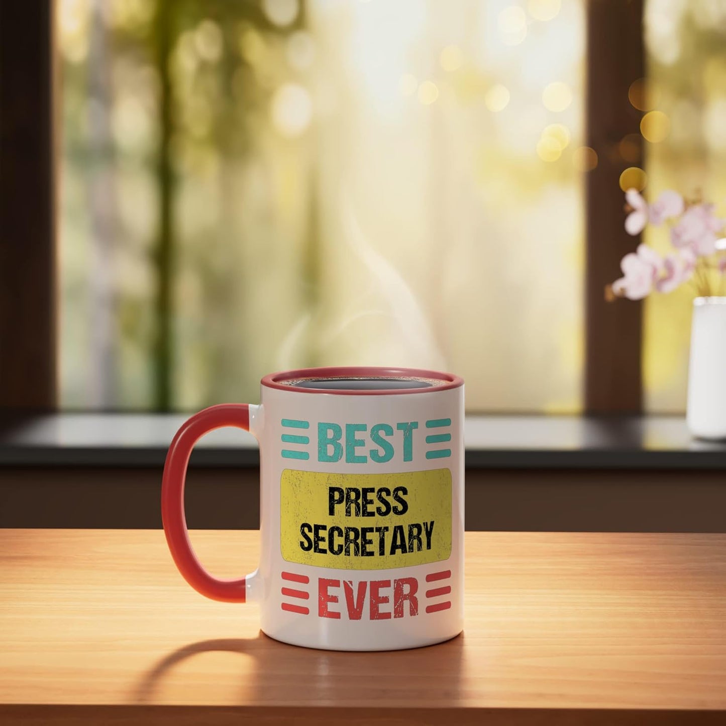 Taza cerámica para secretario de prensa roja/blanca