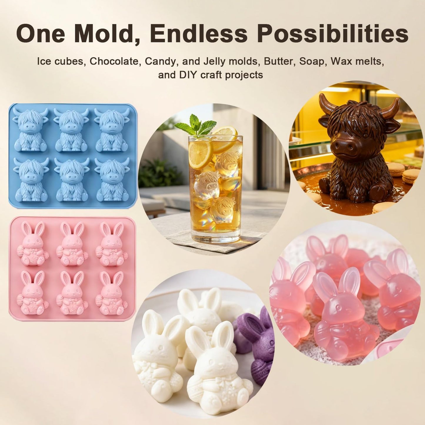 Mini molde de silicona para cubos de hielo y postres