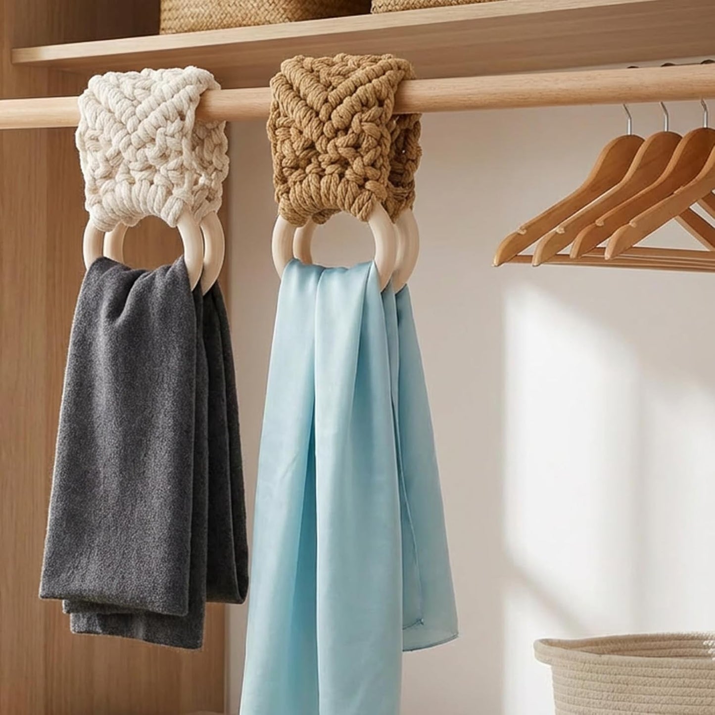 Juego de 2 toallas de cocina hechas a mano estilo bohemio con anillo de bucle
