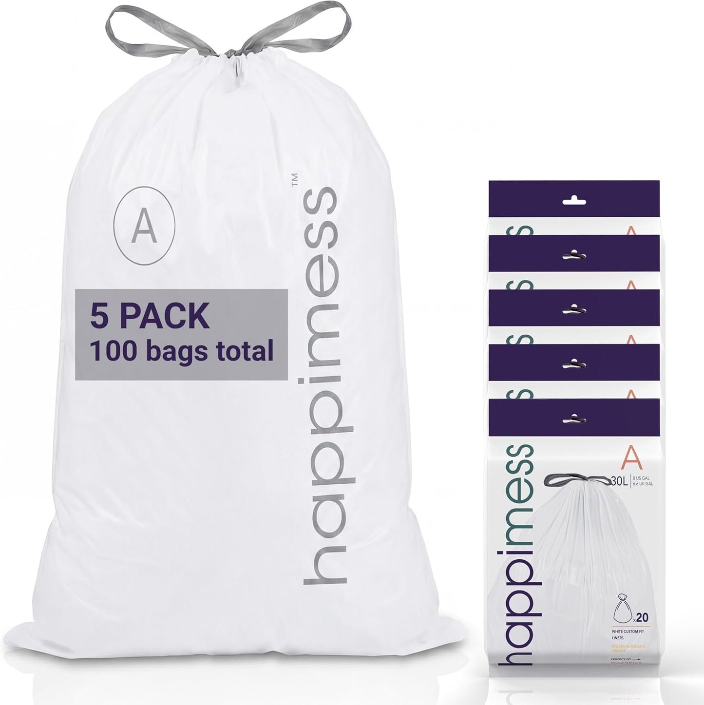 Bolsas basura 8gal sin perfume blancas LDPE cocina 100uds