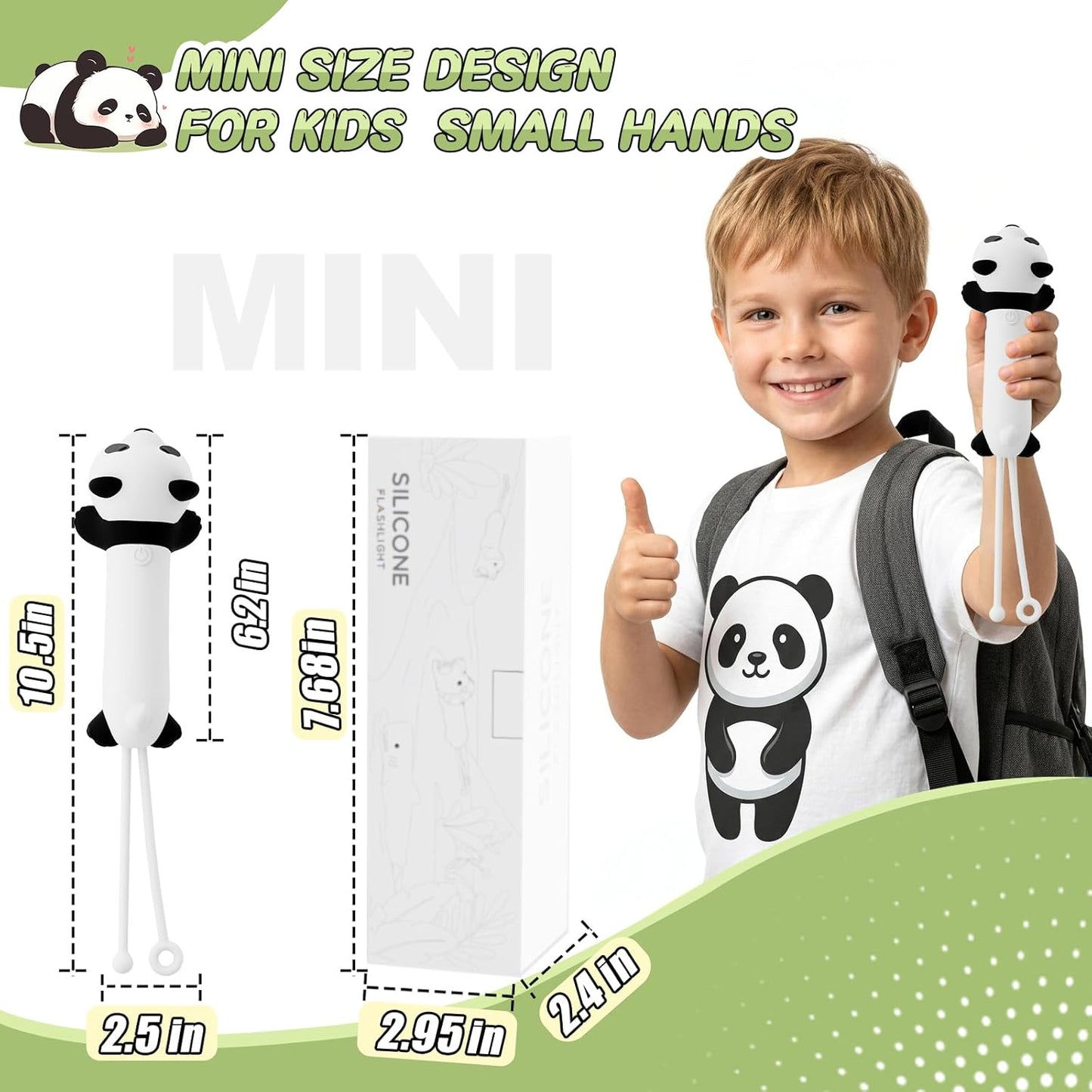 Linterna recargable panda para niños 4-6 años
