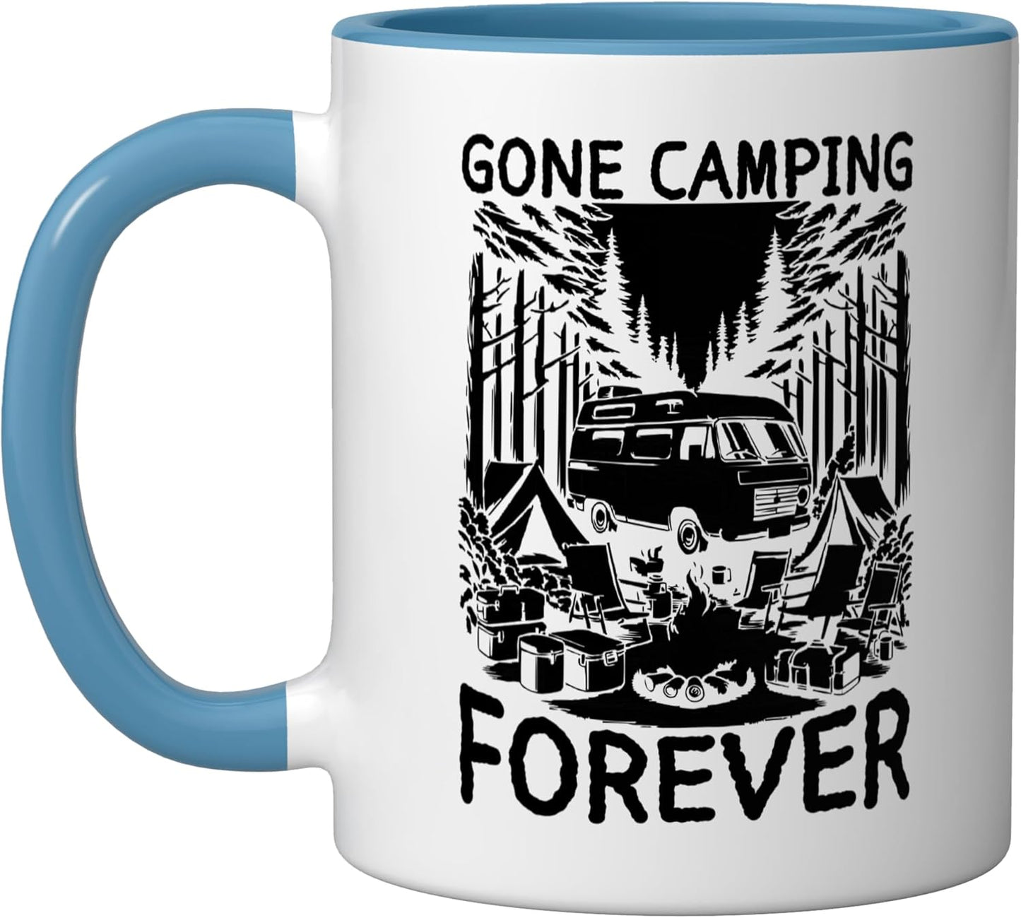 Taza Cerámica para Camper Exterior Azul Blanco