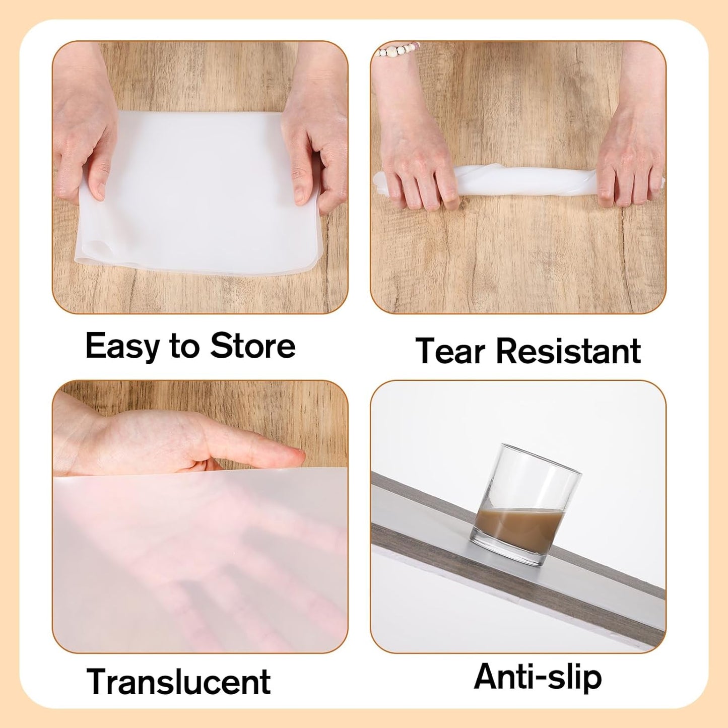 2 Hojas Silicón Transparente Antideslizante para Manualidades