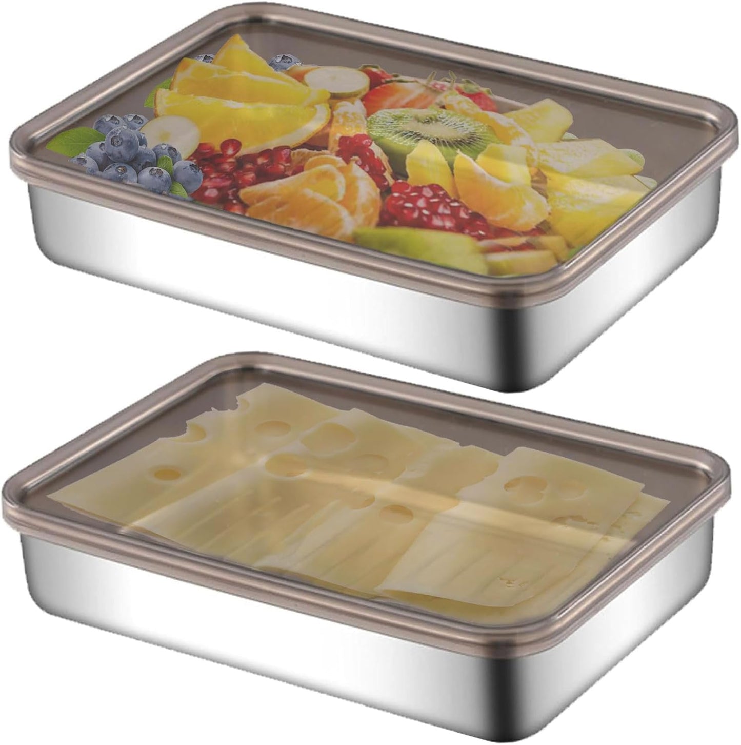 Recipientes de acero inoxidable para alimentos y refrigerador