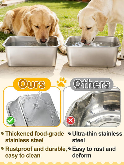 2 Cuencos Agua 4gal Acero Inox Duradero para Perros