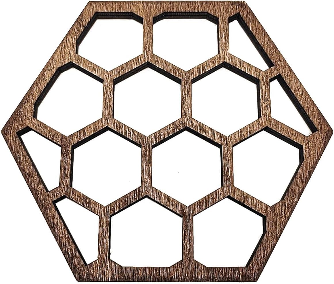10 posavasos de madera huecos hexagonales con diseño de panal de abeja para decorar