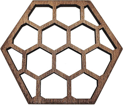 10 posavasos de madera huecos hexagonales con diseño de panal de abeja para decorar