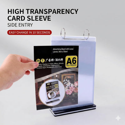 Paquete de 2 soportes de menú A6 PVC 4x6 pulgadas con 6 paginas transparente y ventosas