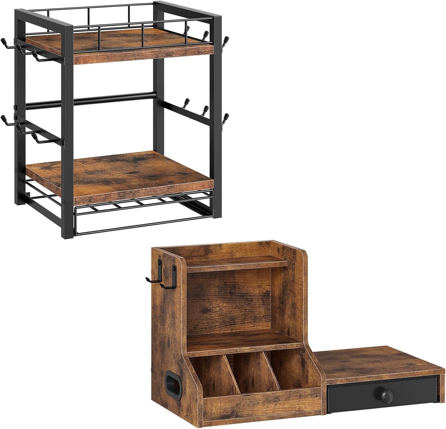 Soporte taza café organiz. barra con cajón