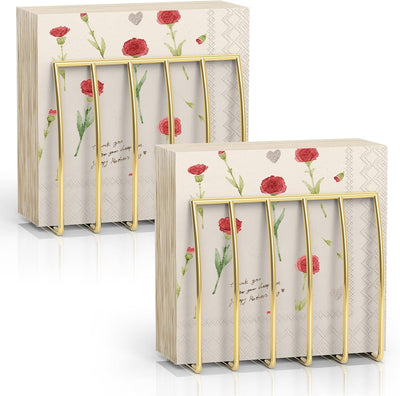 Servilleteros de metal moderno dorado para cocina, comedor y encimeras paquete de 2