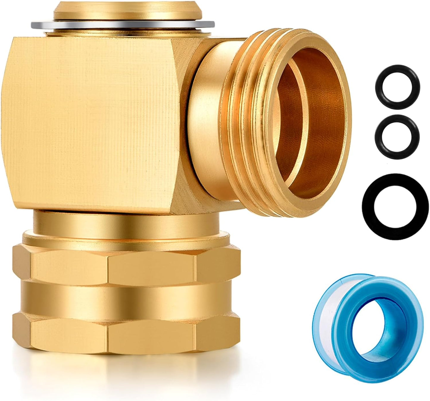 Conector codo giratorio manguera jardín latón 90grados pack 1