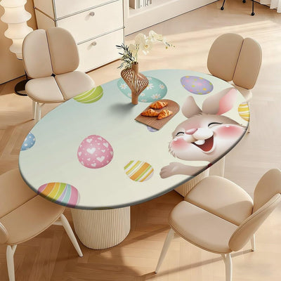 Mantel ovalado ajustable con fondo de Pascua para cocina comedor mesa picnic