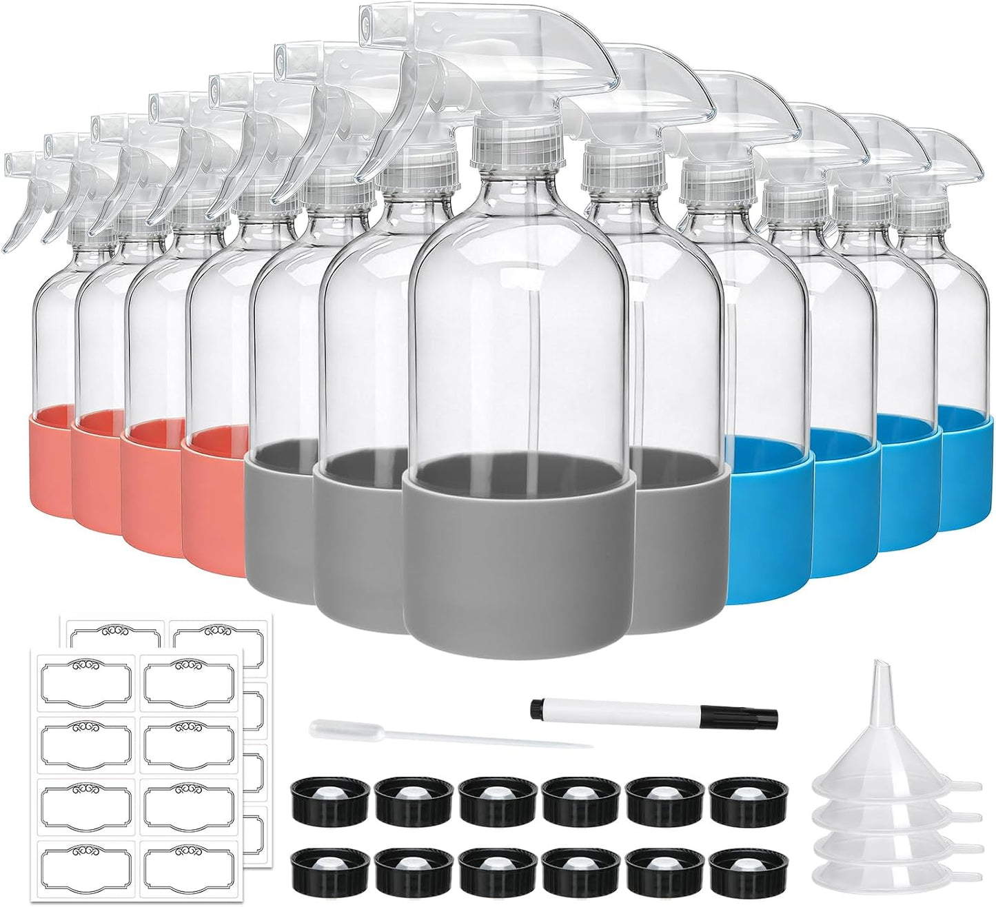Botellas spray vidrio 16oz reutilizables para limpieza