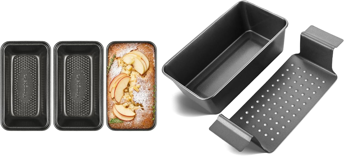 3 Pzas Molde Pan de Horno Gris con Bandeja de Escurrido