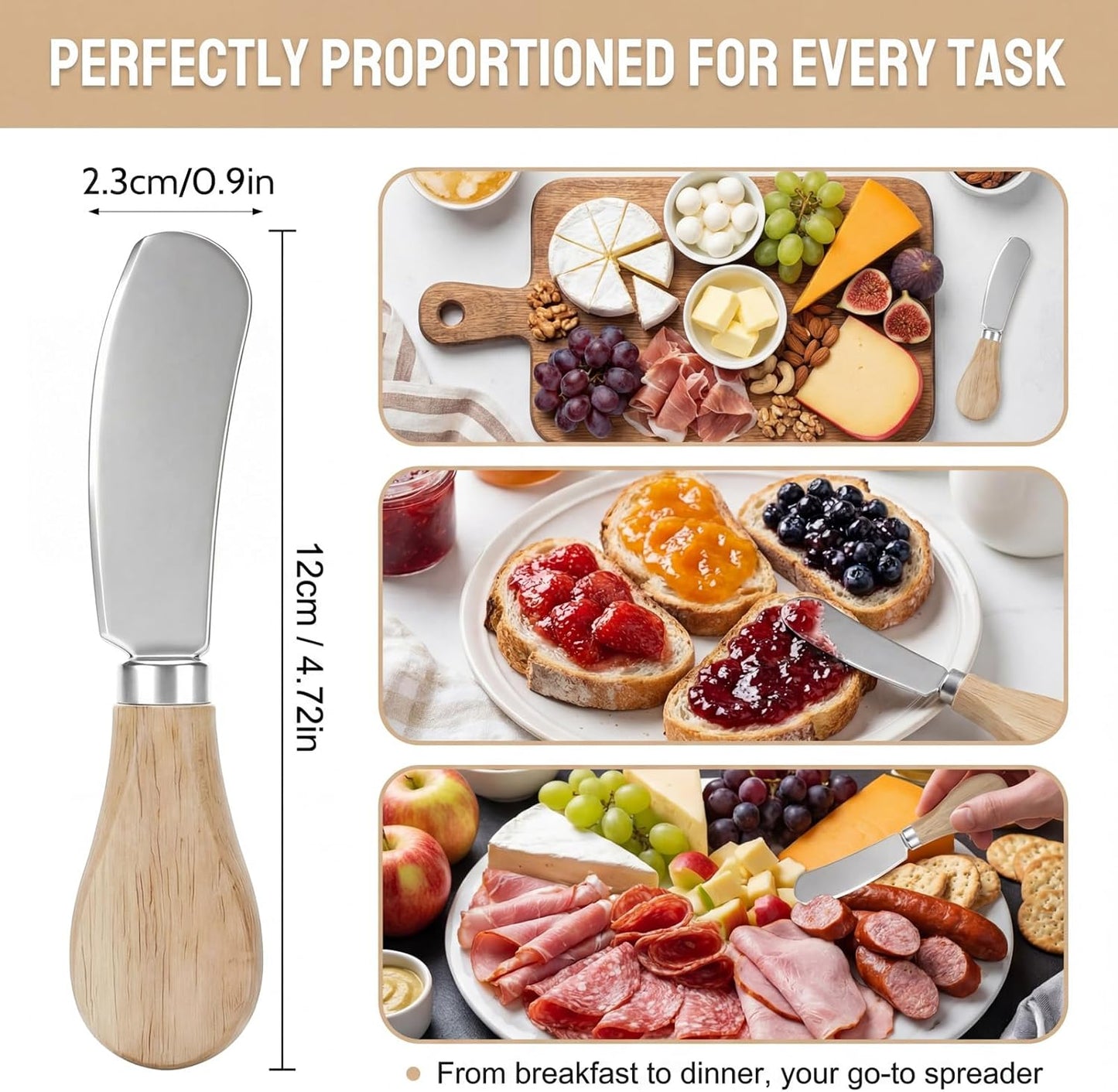 4 Cuchillos Esparcidor Queso Acero Inox 12pulg