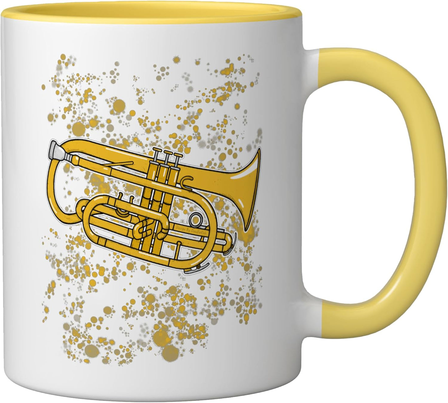 Taza Cerámica para Cornetista de Bambú Amarillo/Blanco