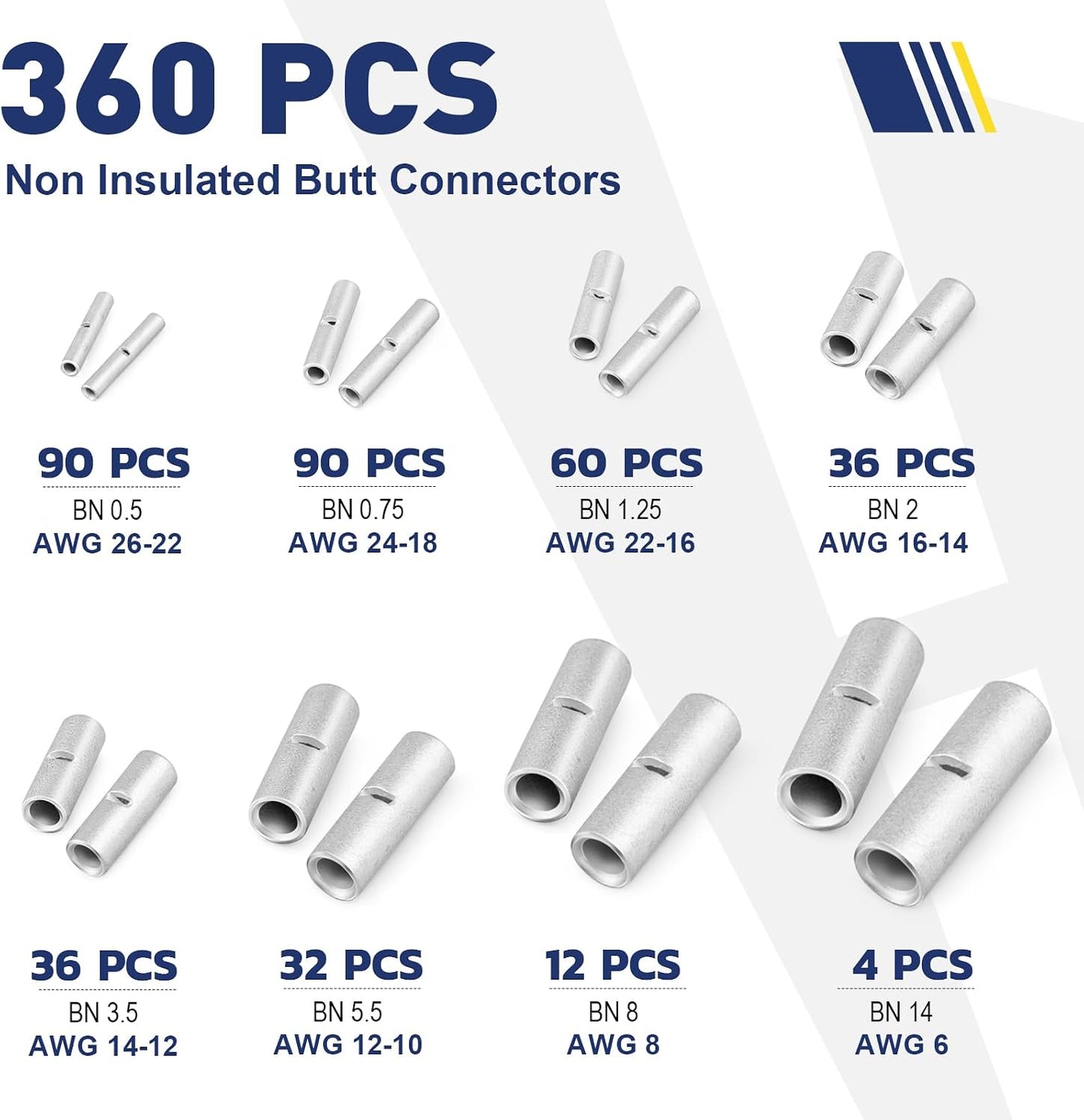 Set 360 Pzas Conectores Crimp Cable Cobre AWG26-6