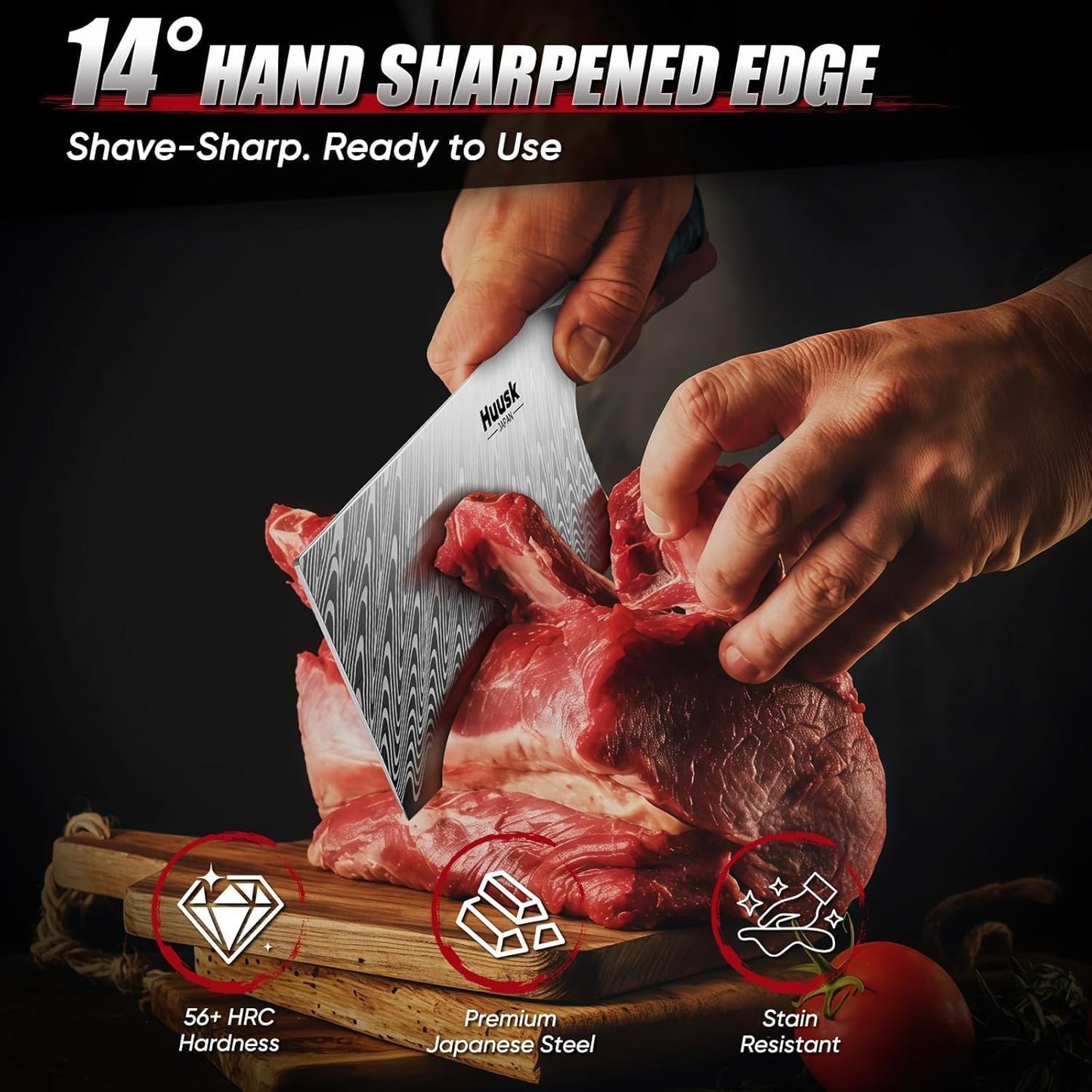 Set de 8 cuchillos para carne con bloque de acero inoxidable