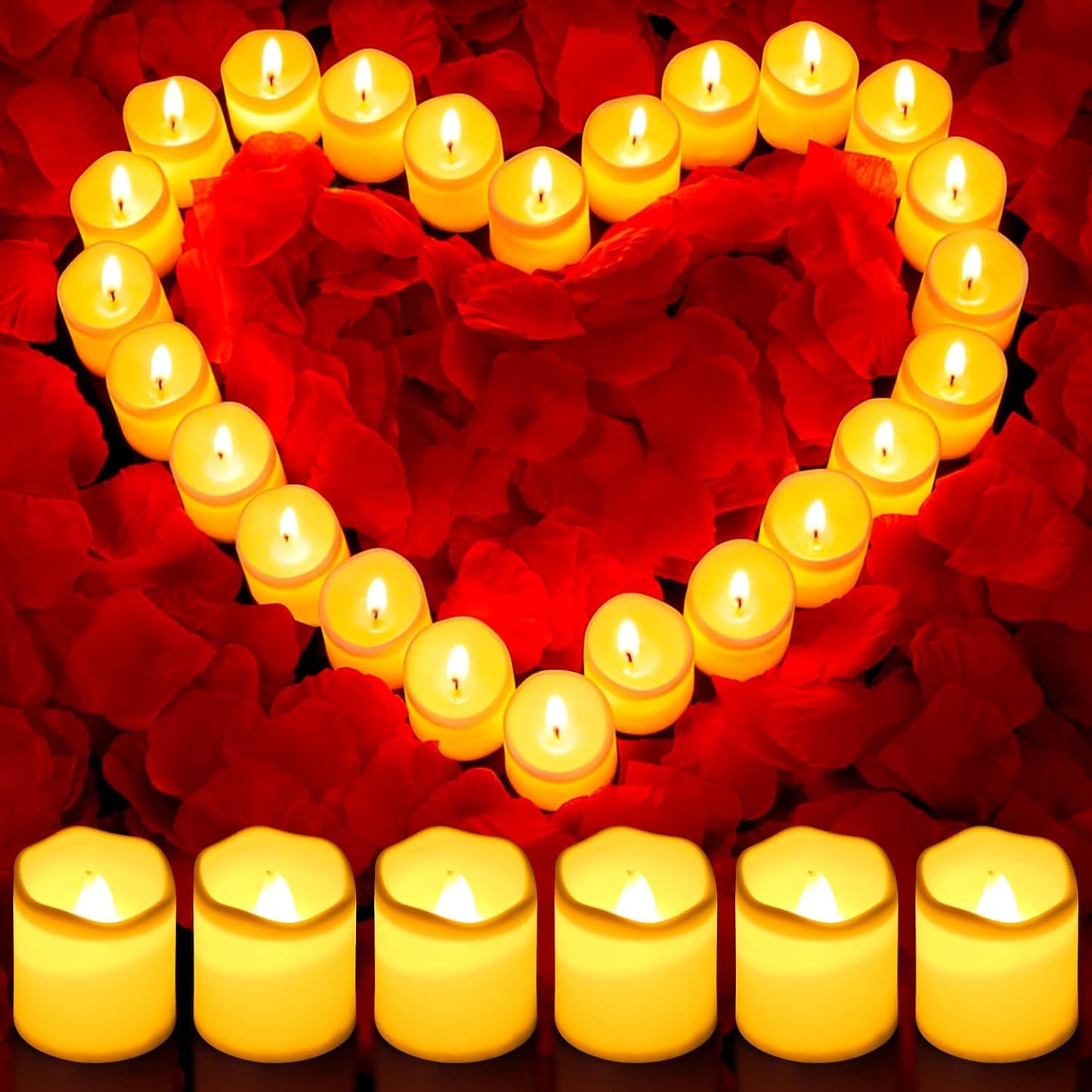 Set pétalos rosa y velas sin llama 3000 piezas