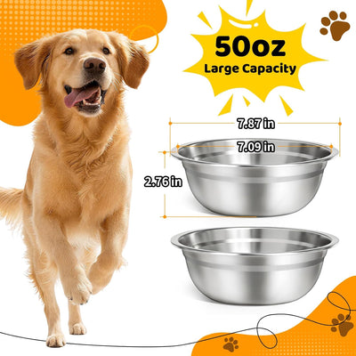 4 Pzas Cuencos Acero Inox 8pulg para Perros 50oz
