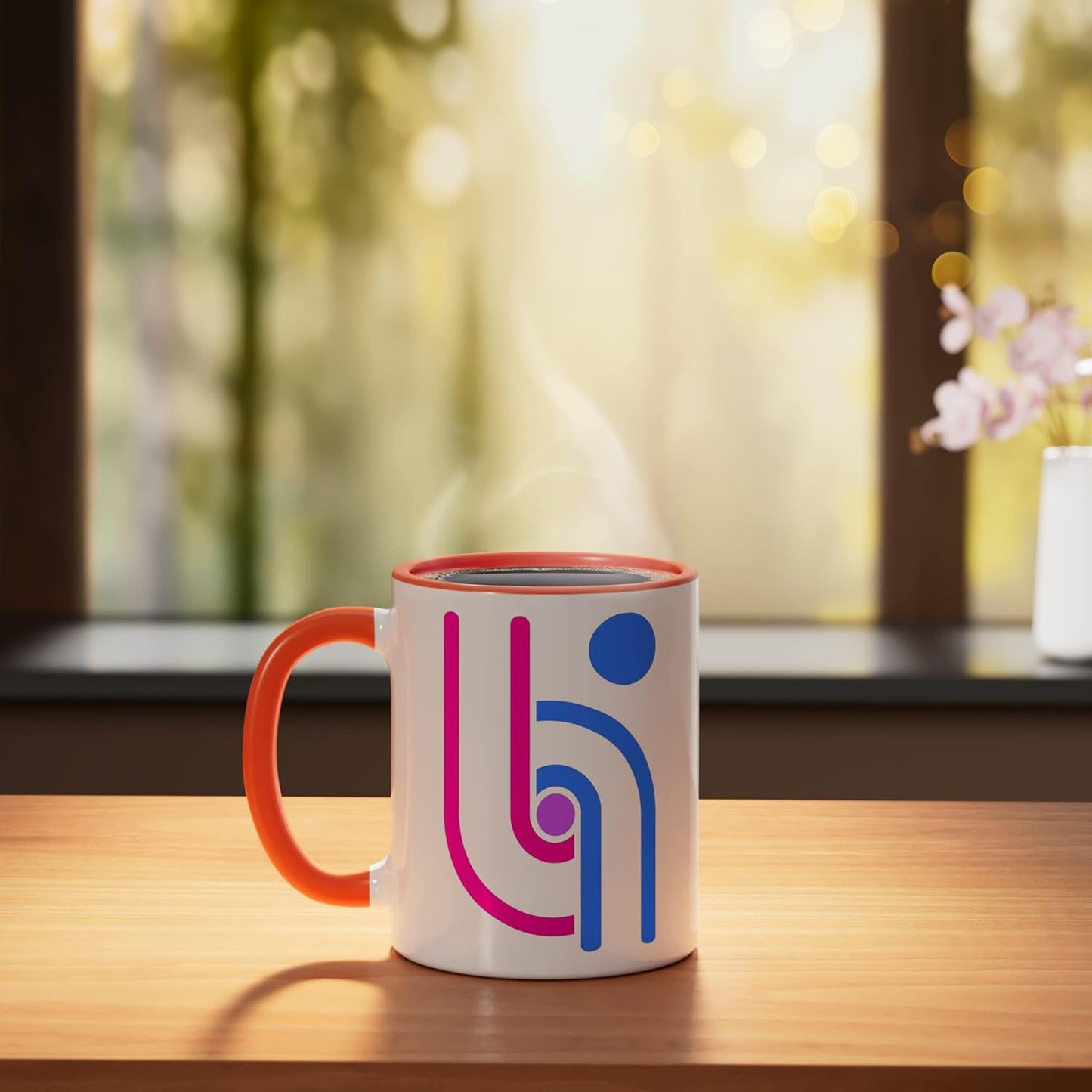 Taza Cerámica Bisexual Logo Sencilla Naranja/Blanco