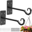 Colgadores hierro forjado negro 12pulg para plantas exterior set 2