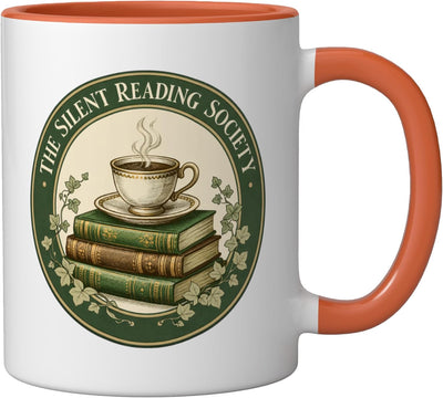 Taza Cerámica Libros Antiguos Té Color Naranja Blanco