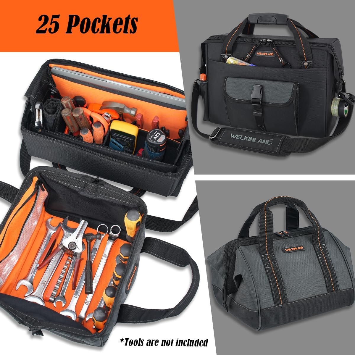 Bolsa herramientas electricista 25 bolsillos comp laptop 13pulg
