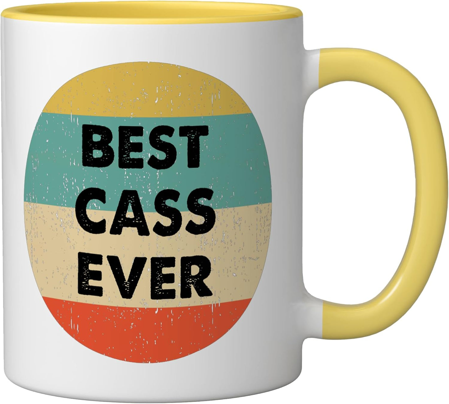 Taza cerámica Cass Name amarillo/blanco