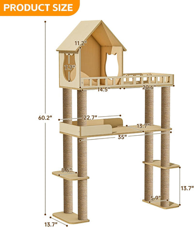 Árbol madera gatos 60.2pulg caja arena torre moderna