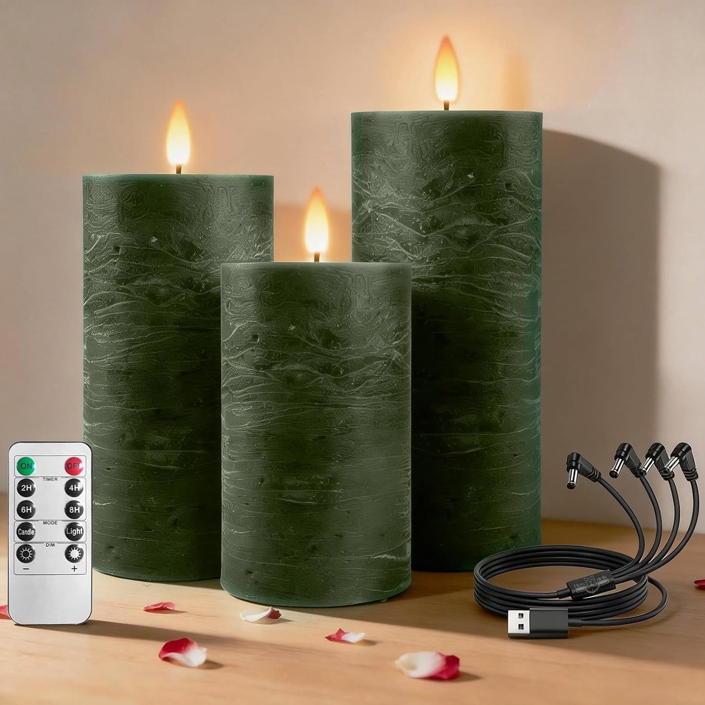3 Pzas Velas LED Cera Real Control Remoto 10 Teclas