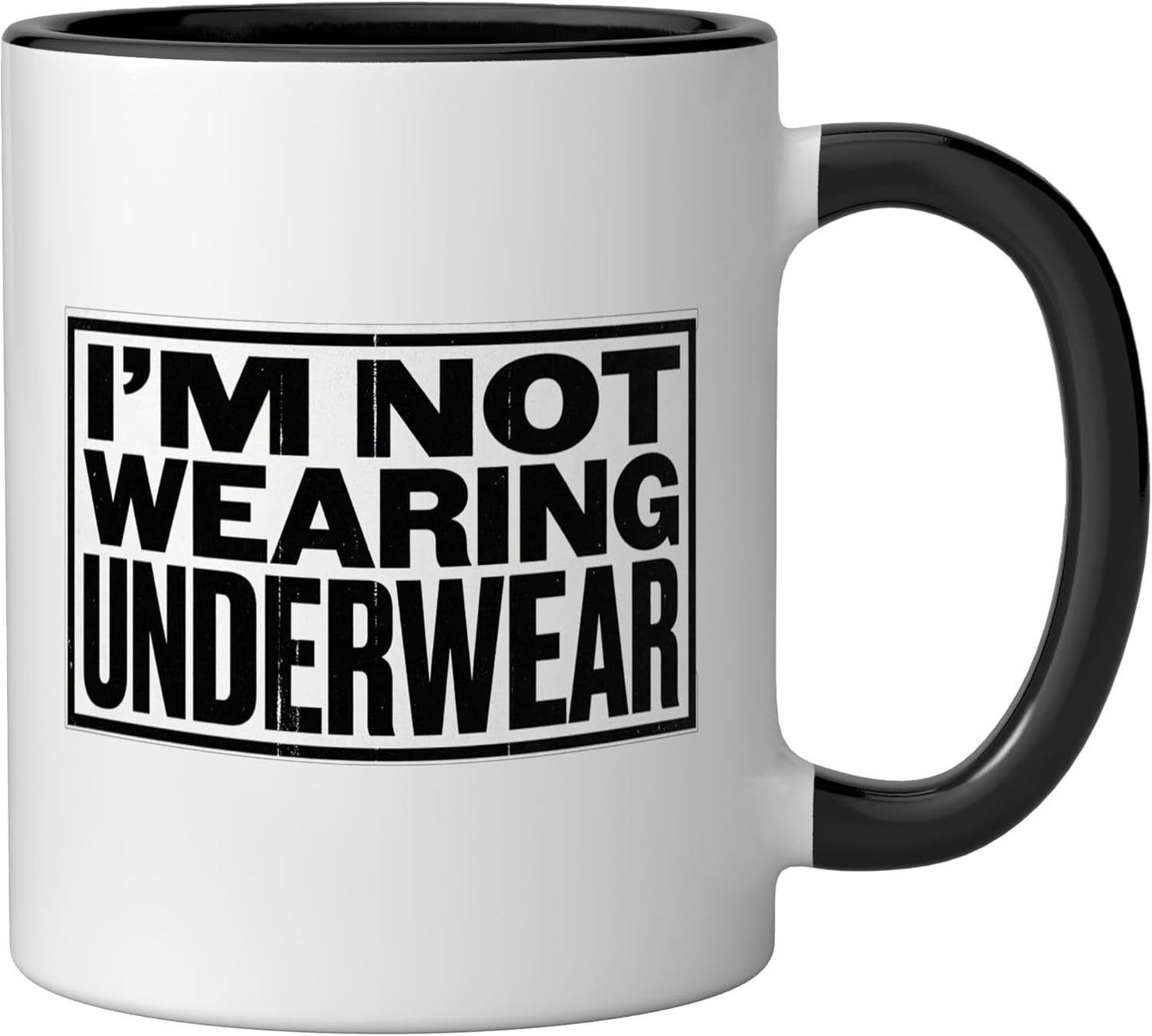 Taza cerámica humorística sin ropa interior negra/blanca